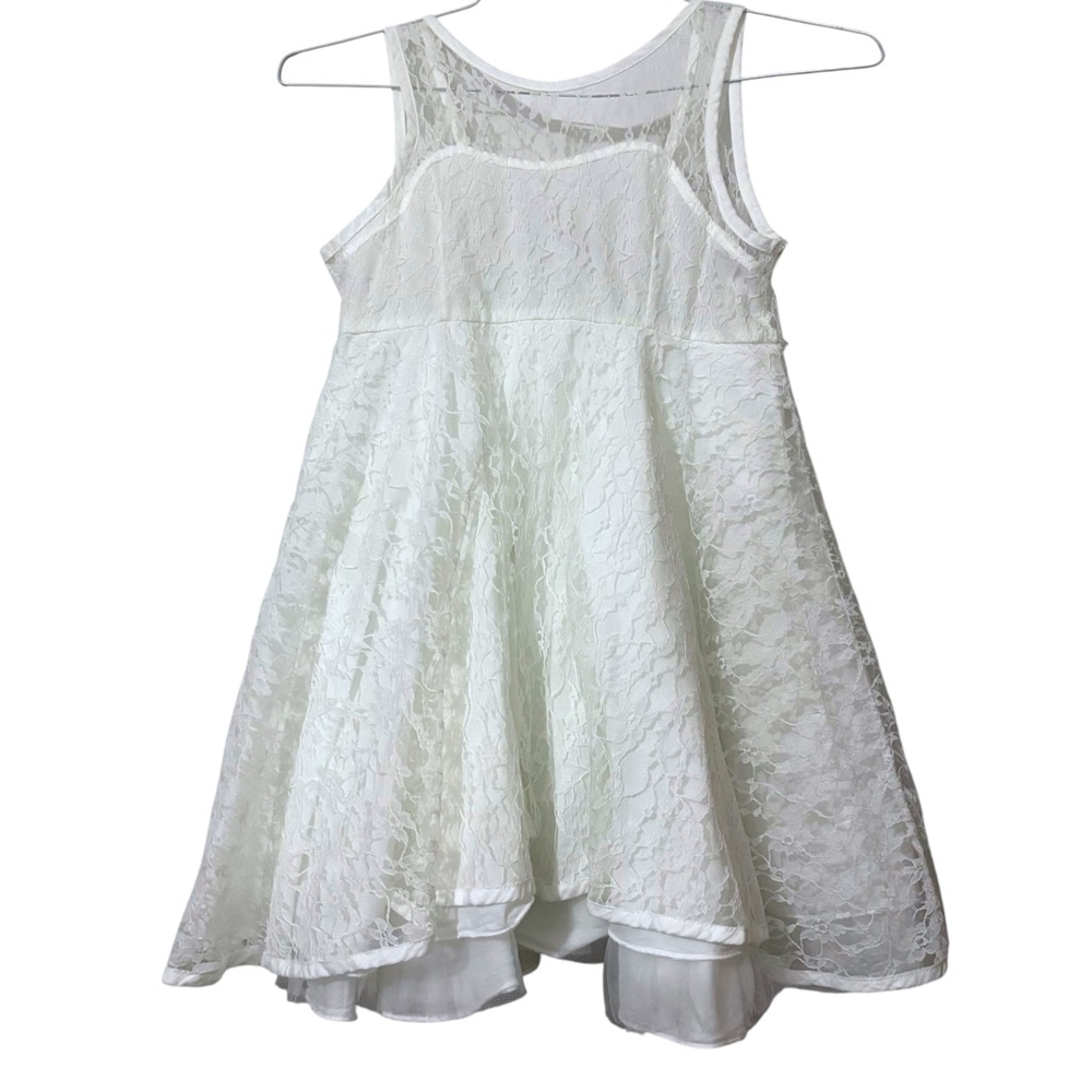 Hug Me girl’s white lace flower girl party dress size 150 8-10